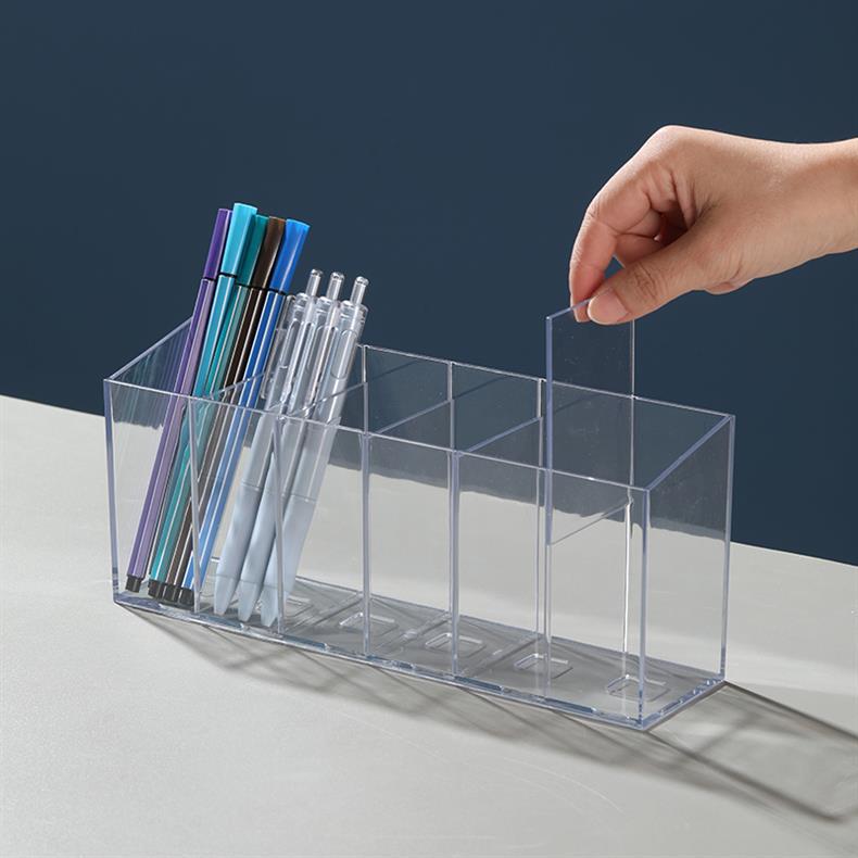 PrimeDesk - Modular Transparent Acrylic Desktop Pen & Stationery Holder