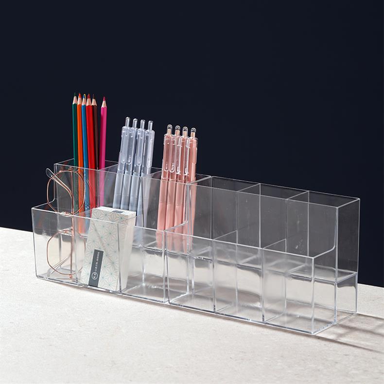 PrimeDesk - Modular Transparent Acrylic Desktop Pen & Stationery Holder