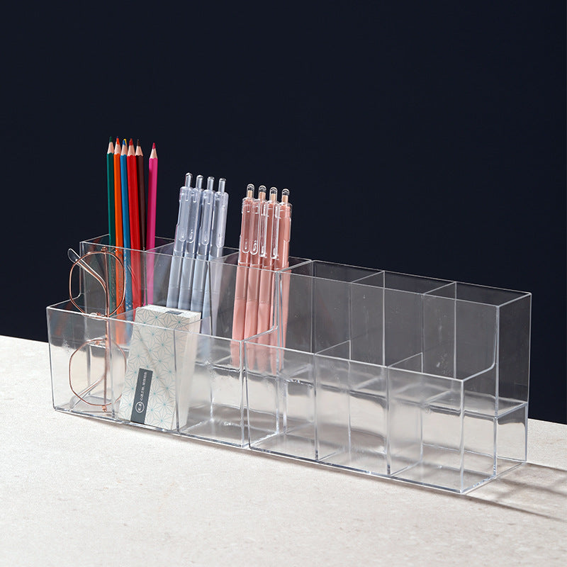 PrimeDesk - Modular Transparent Acrylic Desktop Pen & Stationery Holder