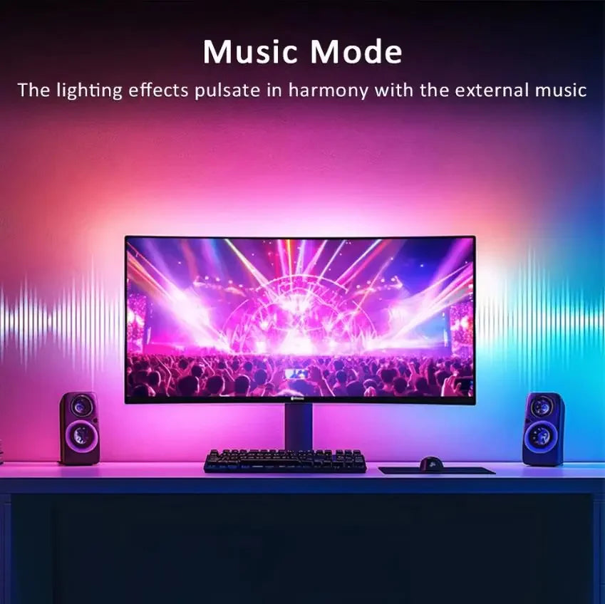 PrimeGlow Monitor - Smart RGBIC Dynamic Gaming Screen Backlight with Music Sync