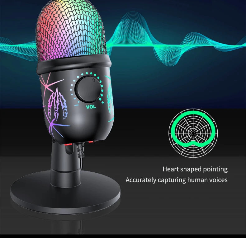 PrimeAudio V5 - Pro USB Gaming Microphone with Dynamic RGB & Noise Cancellation