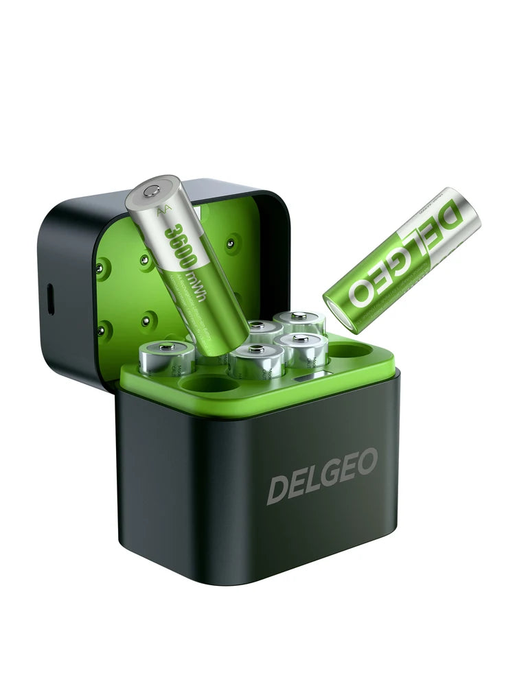 Prime Charge - AA Rechargeable Lithium Batteries with Type-C Charging Case