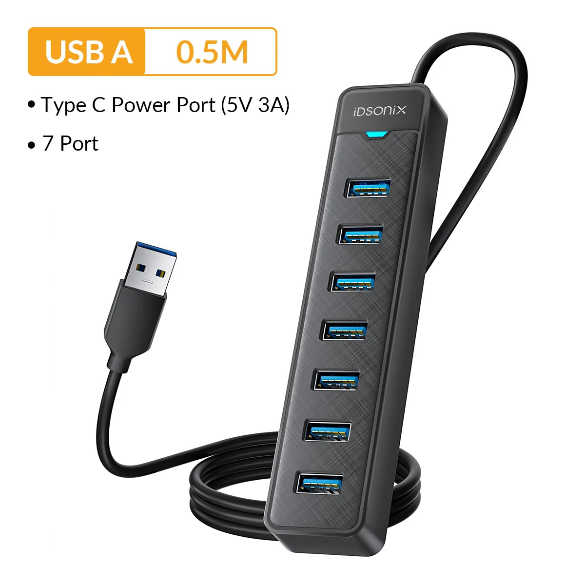 PrimeHub - 7-Port High-Speed USB 3.0 Desktop Splitter & Data Extension Hub