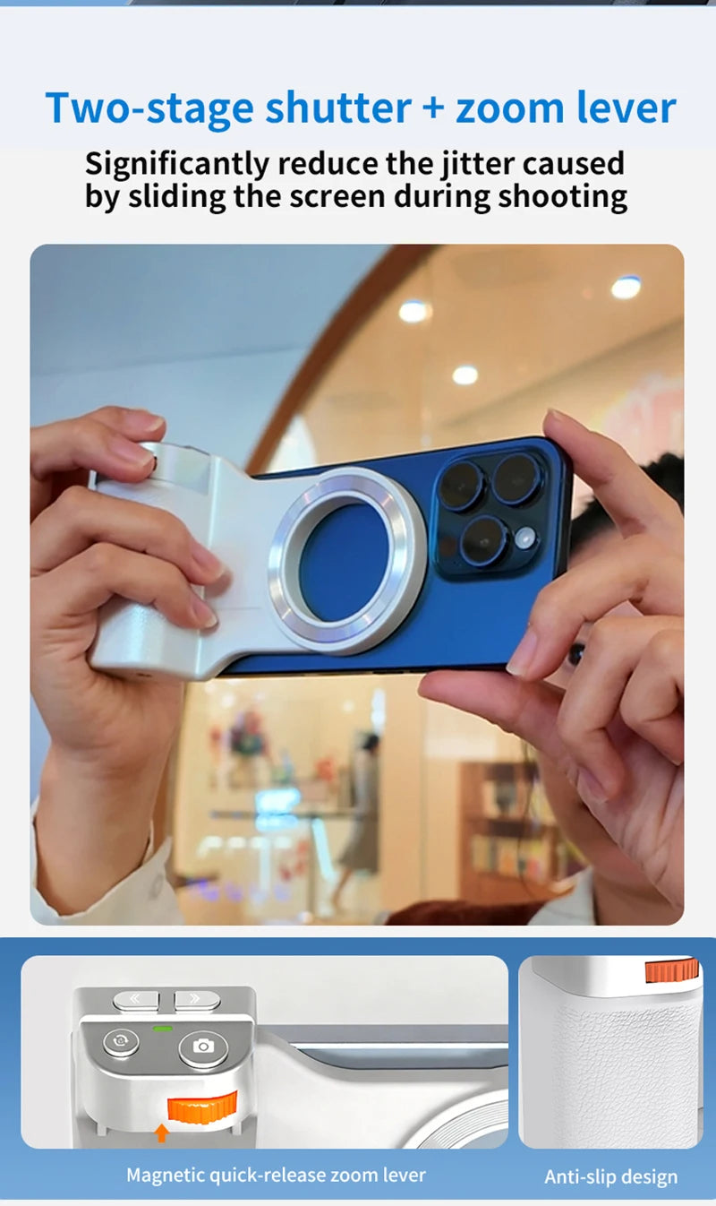 PrimeGrip - Magnetic Bluetooth Smartphone Camera Handle with Fill Light