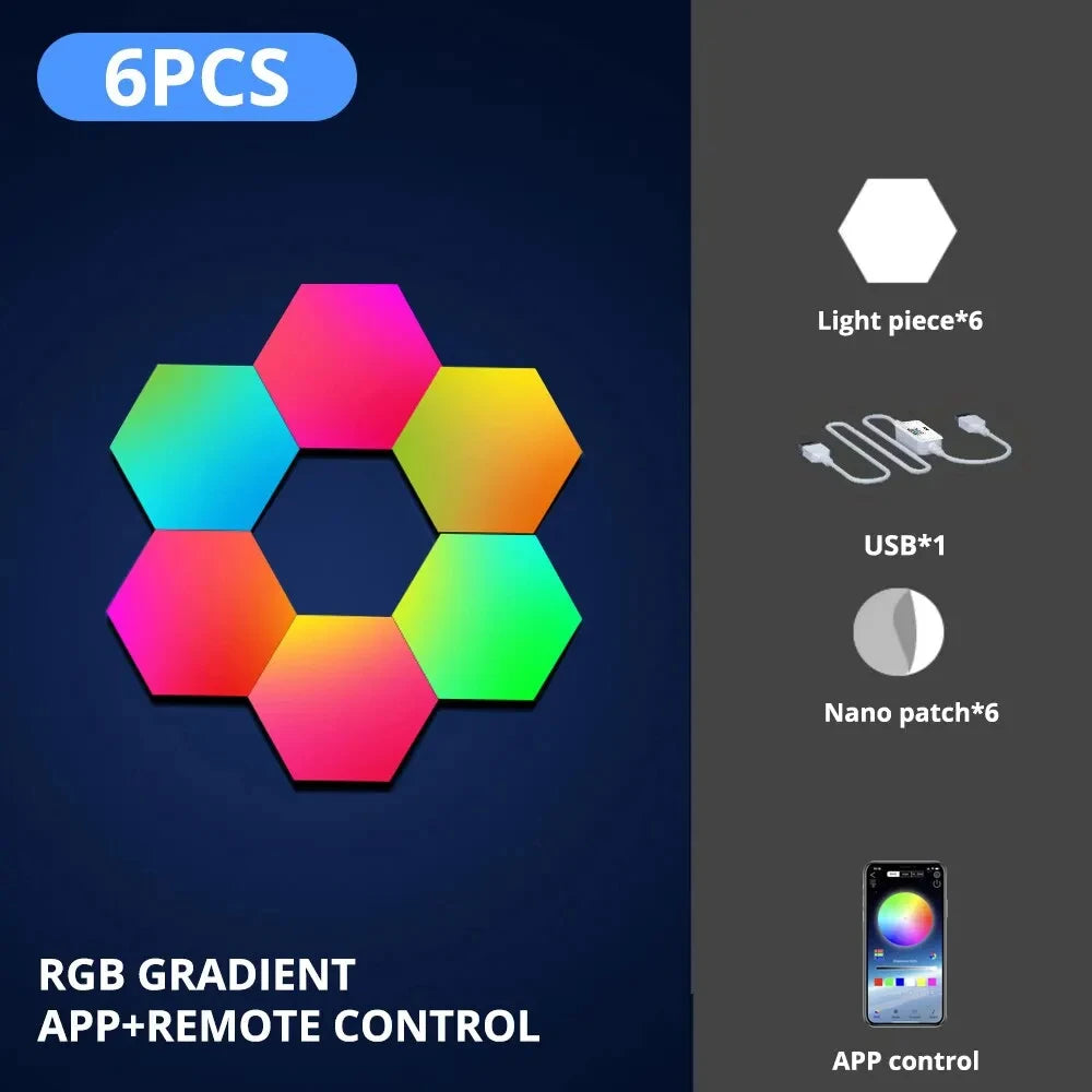 PrimeHex - Smart RGBIC Hexagon LED Wall Lights with App & Music Sync
