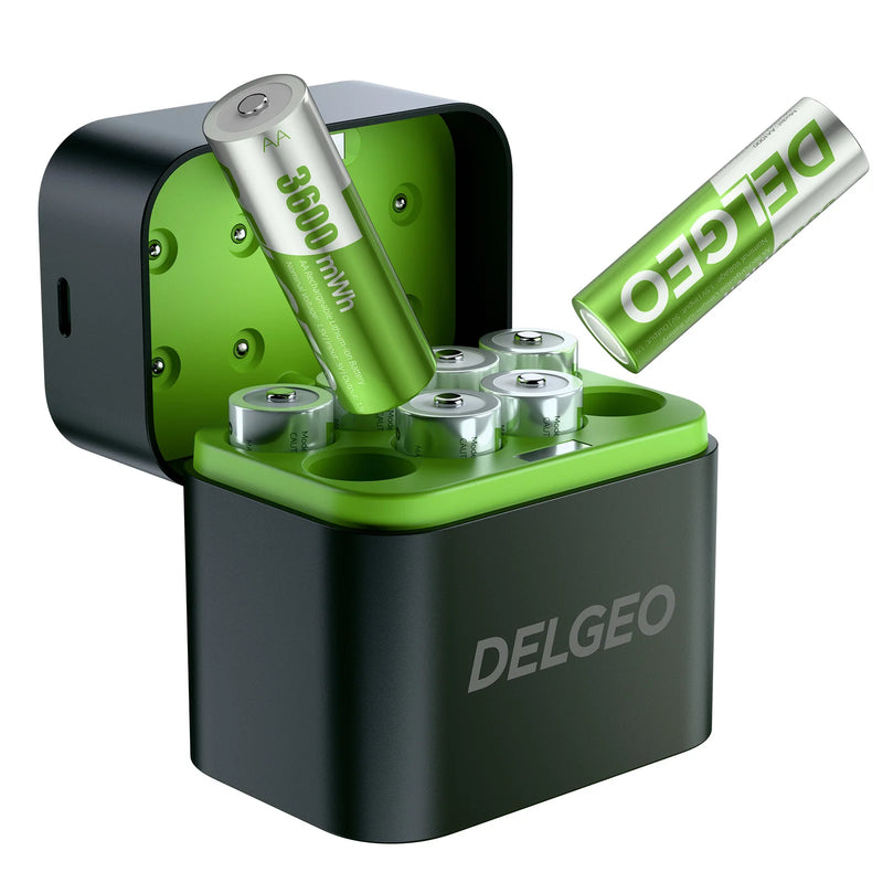 Prime Charge - AA Rechargeable Lithium Batteries with Type-C Charging Case