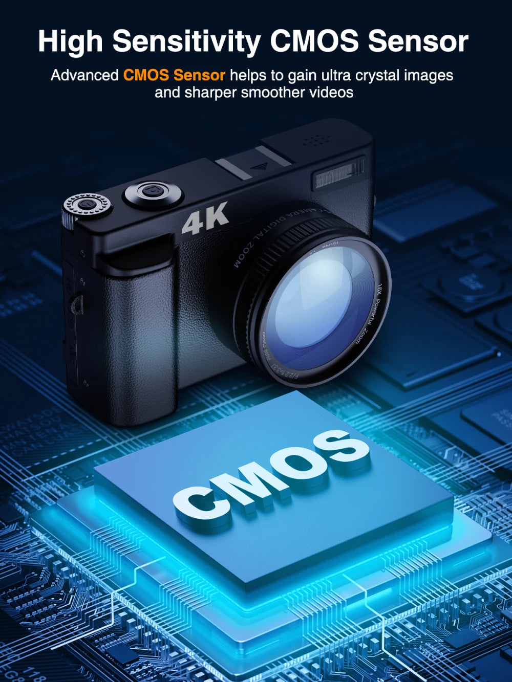 PrimeShot - 4K Digital Vlogging Camera with 180° Flip Screen & Autofocus