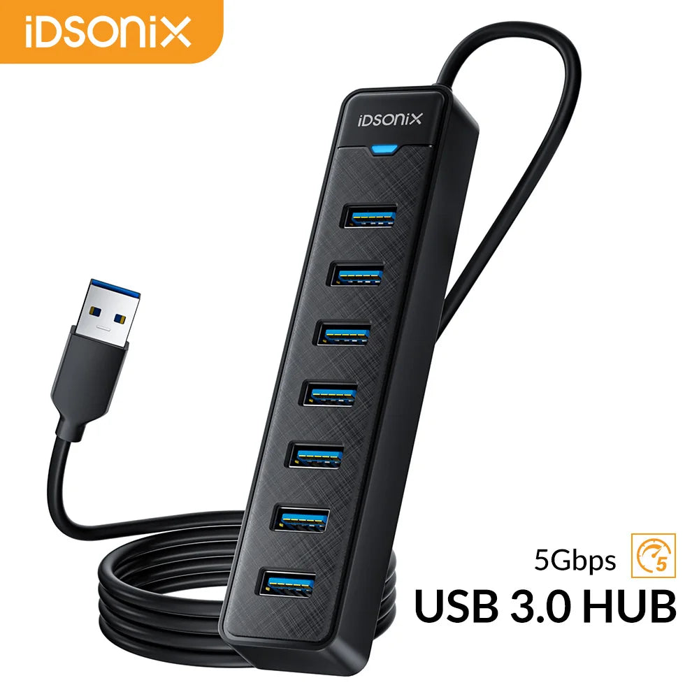PrimeHub - 7-Port High-Speed USB 3.0 Desktop Splitter & Data Extension Hub