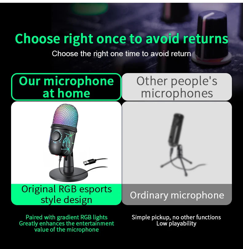 PrimeAudio V5 - Pro USB Gaming Microphone with Dynamic RGB & Noise Cancellation