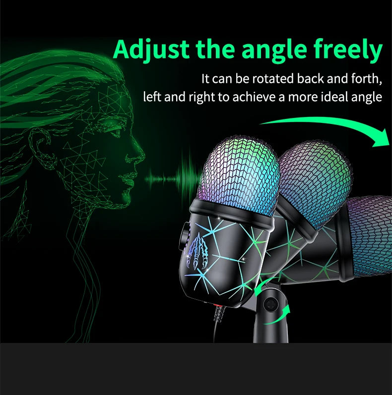 PrimeAudio V5 - Pro USB Gaming Microphone with Dynamic RGB & Noise Cancellation