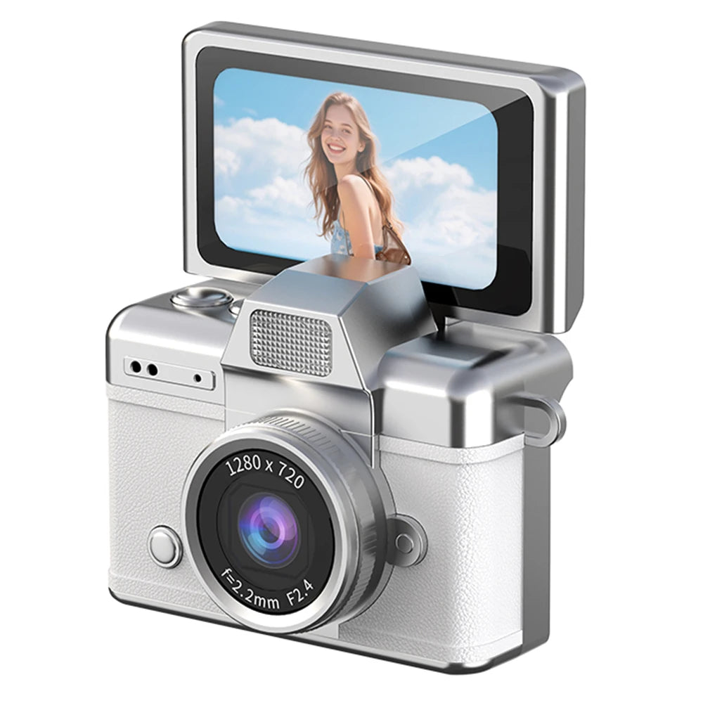 PrimeShot Mini - Retro Keychain Camera with 1.47" Flip Screen & LED Light