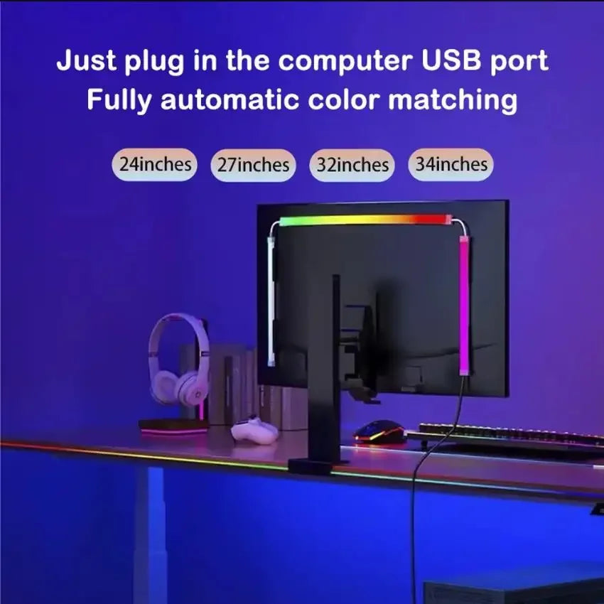 PrimeGlow Monitor - Smart RGBIC Dynamic Gaming Screen Backlight with Music Sync