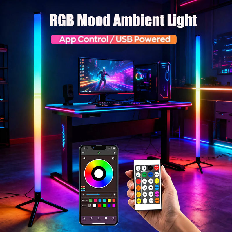 PrimeGlow - Minimalist RGBIC LED Corner Floor Lamp with App & Remote Control