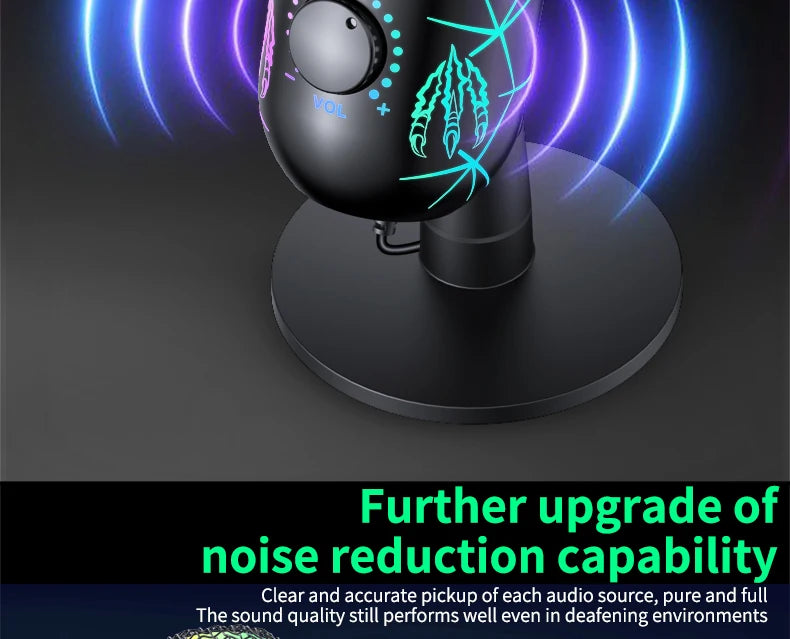 PrimeAudio V5 - Pro USB Gaming Microphone with Dynamic RGB & Noise Cancellation