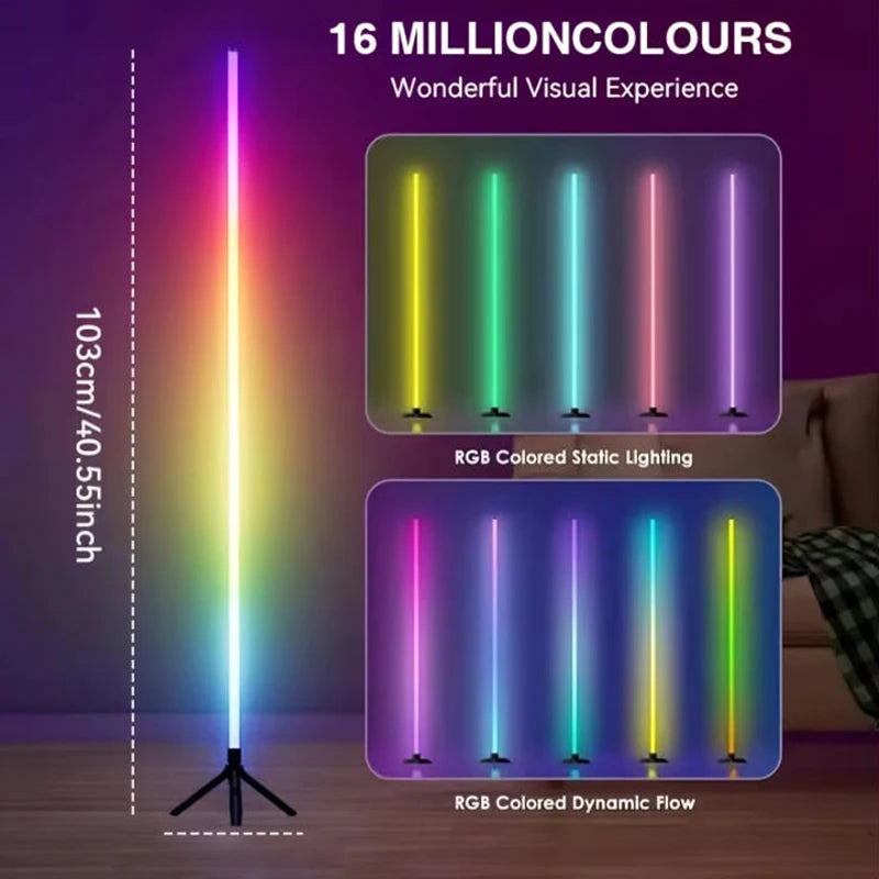 PrimeGlow - Minimalist RGBIC LED Corner Floor Lamp with App & Remote Control