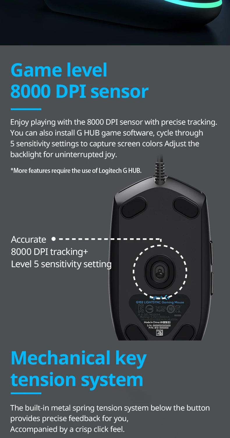 PrimePulse - Logitech G102 Lightsync Gaming Mouse