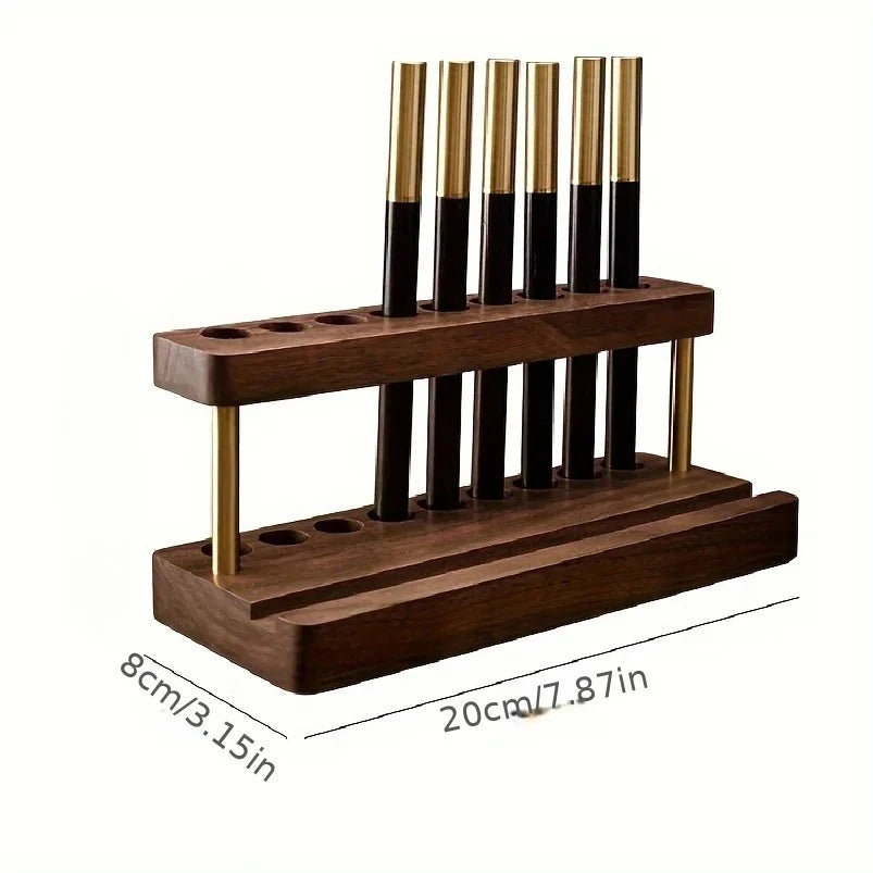 PrimeWood Slim - Minimalist Solid Wood Pen Holder & Smartphone Dock