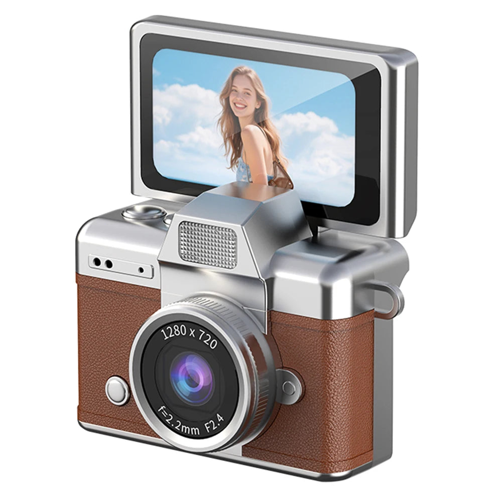PrimeShot Mini - Retro Keychain Camera with 1.47" Flip Screen & LED Light