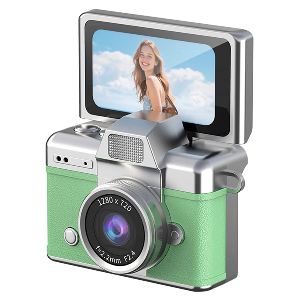 PrimeShot Mini - Retro Keychain Camera with 1.47" Flip Screen & LED Light