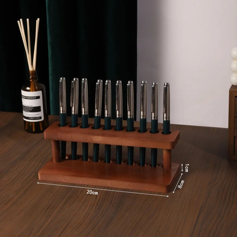 PrimeWood - Premium Walnut Multi-Compartment Desk Organizer & Stationery Holder