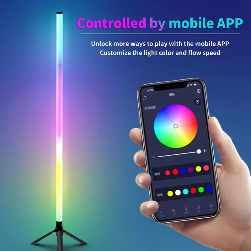 PrimeGlow - Minimalist RGBIC LED Corner Floor Lamp with App & Remote Control
