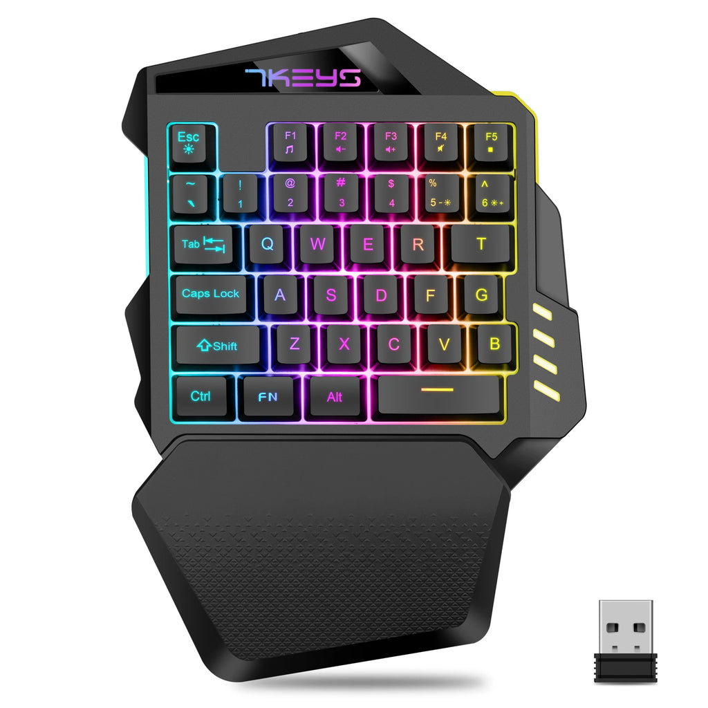 PrimeKey One - Wireless One-Handed RGB Gaming Keyboard with Ergonomic Wrist Rest