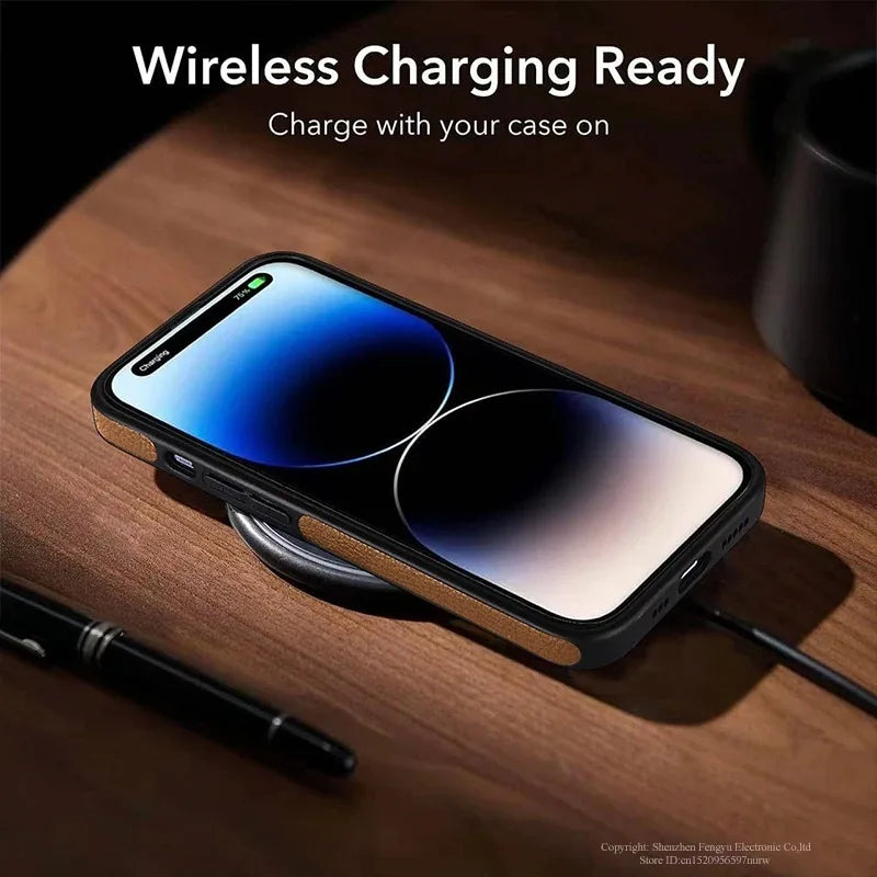 Prime Leather - Premium PU Leather iPhone Case with Built-In Kickstand