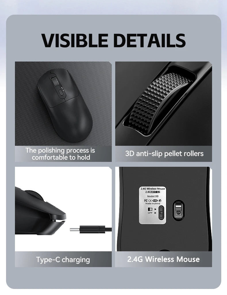PrimeClick X8 - Ultra-Lightweight Wireless Honeycomb Gaming Mouse