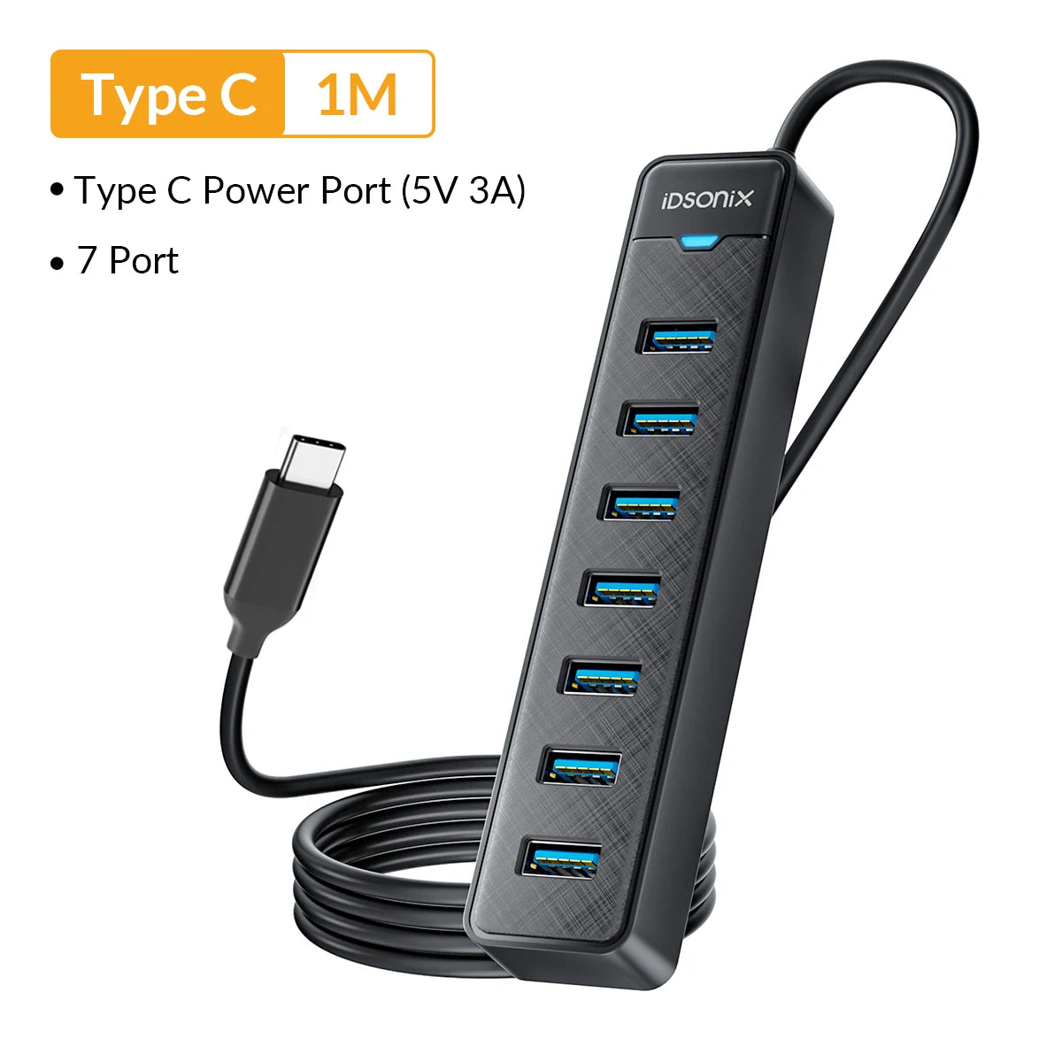 PrimeHub - 7-Port High-Speed USB 3.0 Desktop Splitter & Data Extension Hub