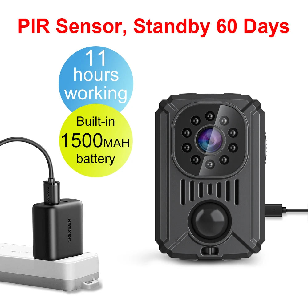 PrimeCam - Mini 1080P Full-HD and 2K WiFi Body Camera with PIR Motion Sensor & Back Clip