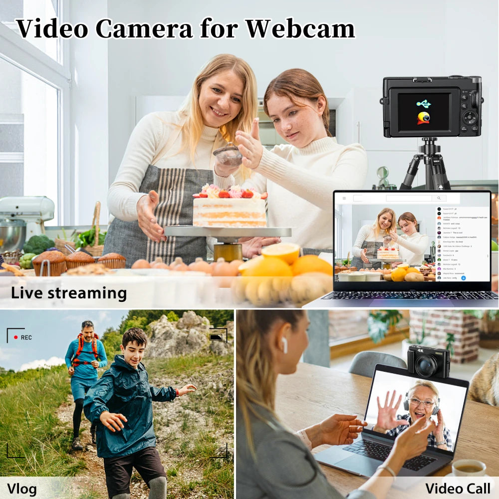 PrimeShot - 4K Digital Vlogging Camera with 180° Flip Screen & Autofocus