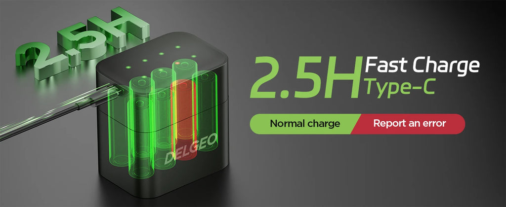 Prime Charge - AA Rechargeable Lithium Batteries with Type-C Charging Case