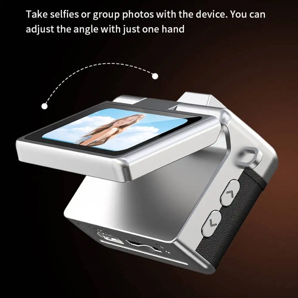PrimeShot Mini - Retro Keychain Camera with 1.47" Flip Screen & LED Light