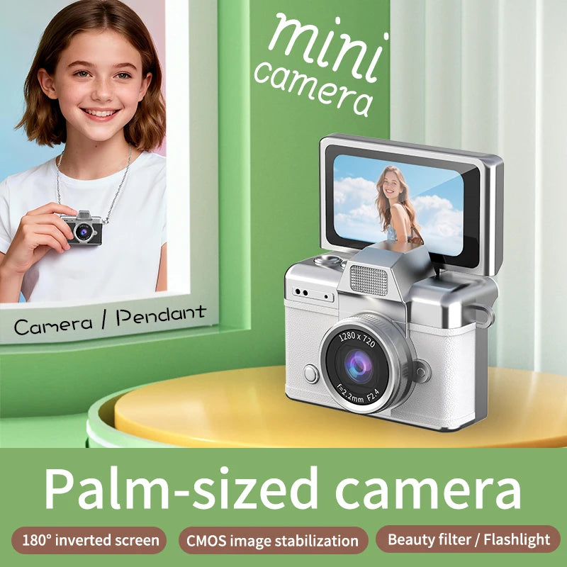 PrimeShot Mini - Retro Keychain Camera with 1.47" Flip Screen & LED Light