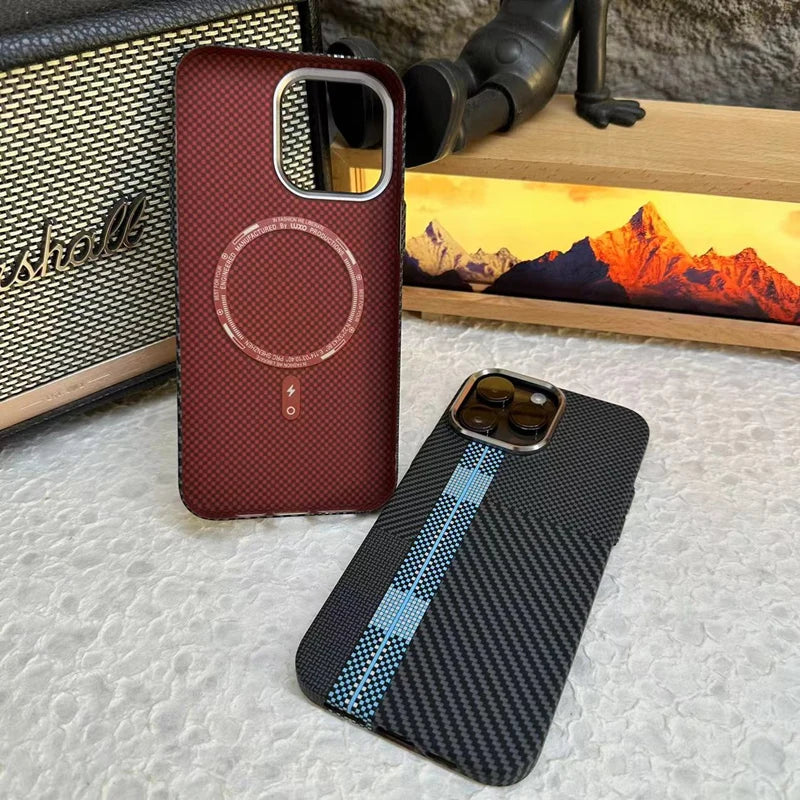 PrimeArmor - Carbon Fiber Texture Magnetic MagSafe Case for iPhone