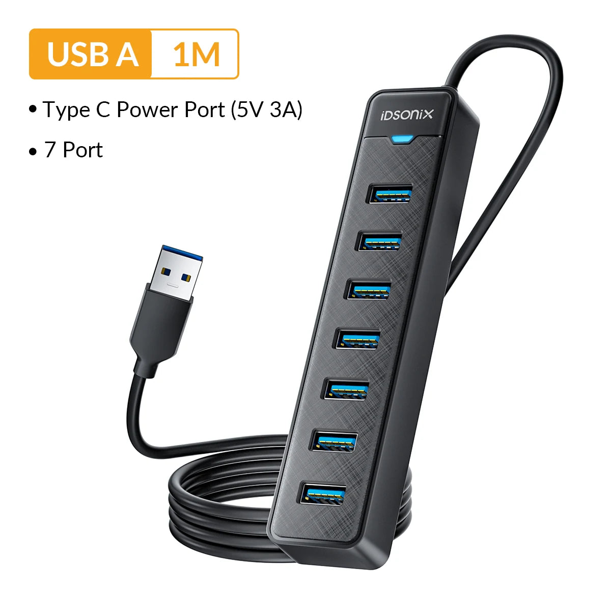 PrimeHub - 7-Port High-Speed USB 3.0 Desktop Splitter & Data Extension Hub