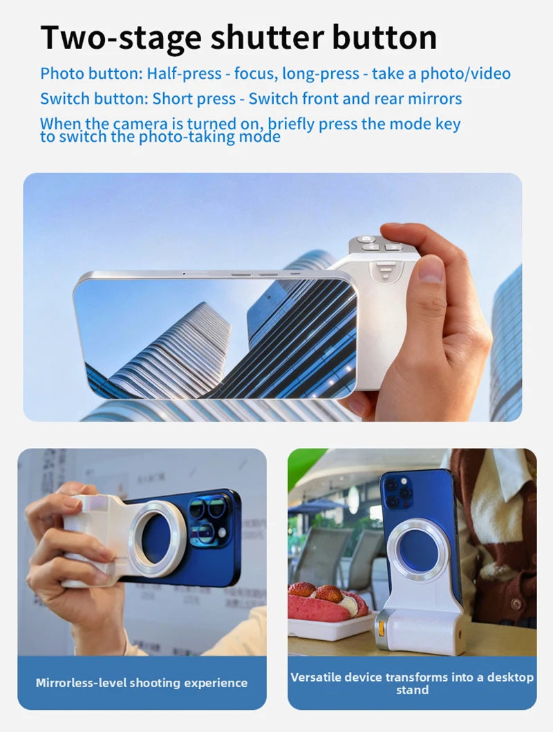 PrimeGrip - Magnetic Bluetooth Smartphone Camera Handle with Fill Light