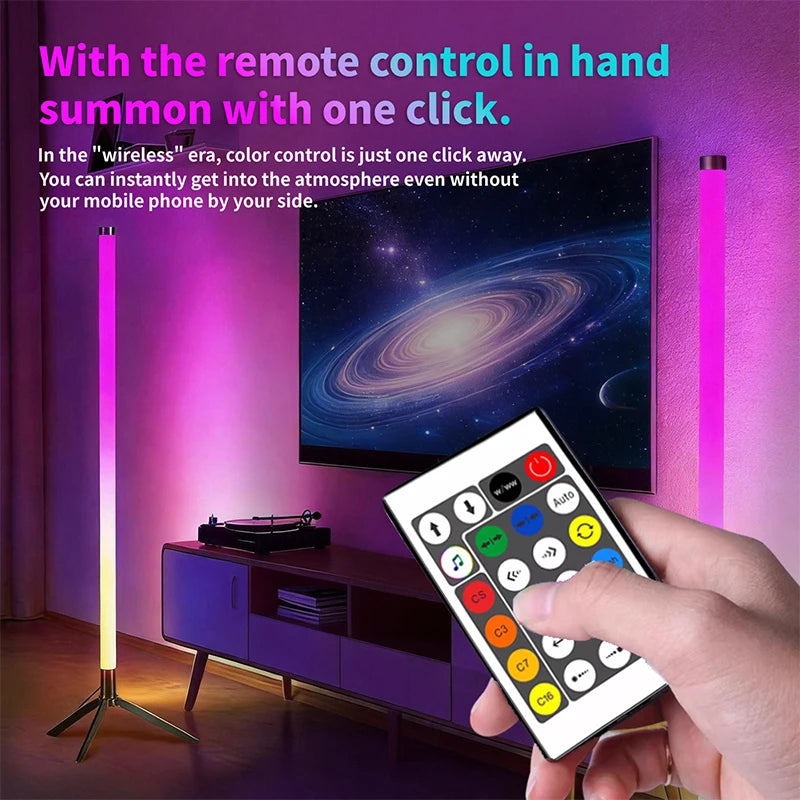 PrimeGlow - Minimalist RGBIC LED Corner Floor Lamp with App & Remote Control