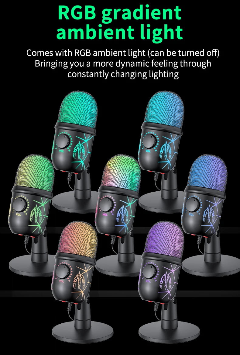 PrimeAudio V5 - Pro USB Gaming Microphone with Dynamic RGB & Noise Cancellation