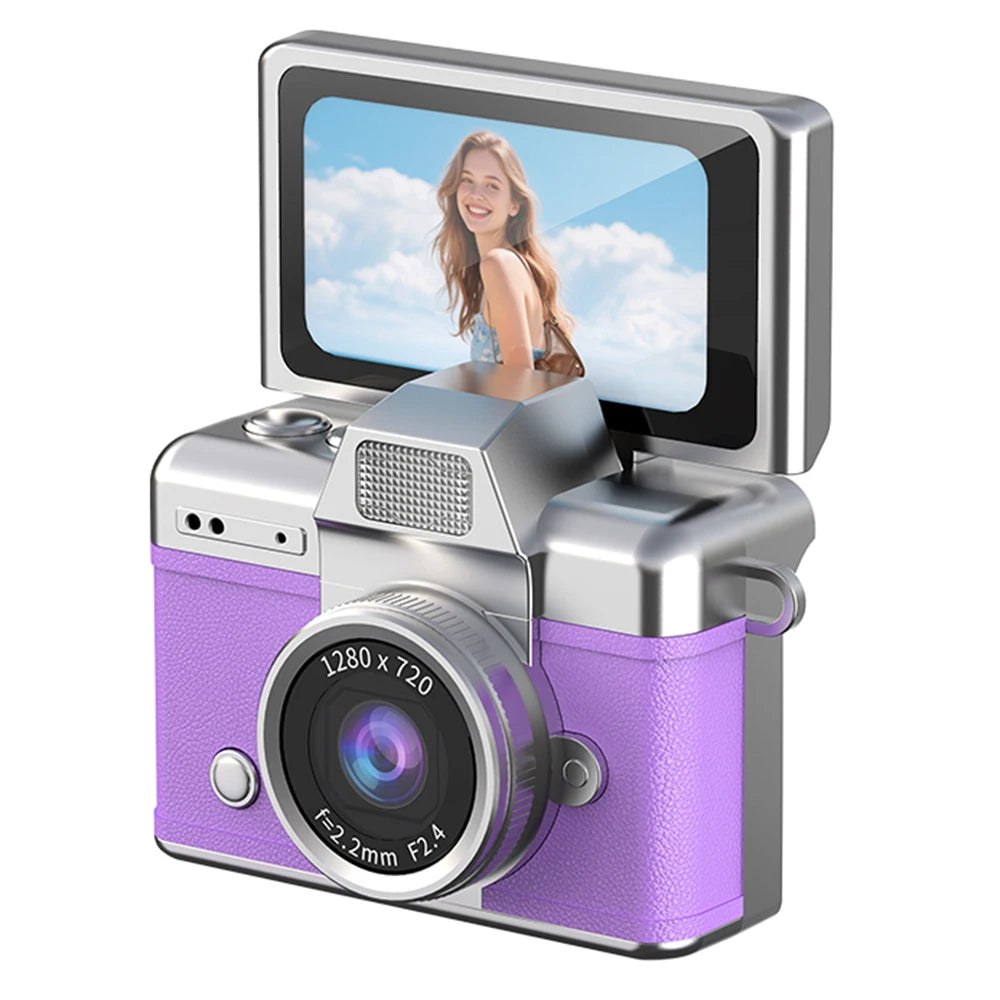 PrimeShot Mini - Retro Keychain Camera with 1.47" Flip Screen & LED Light