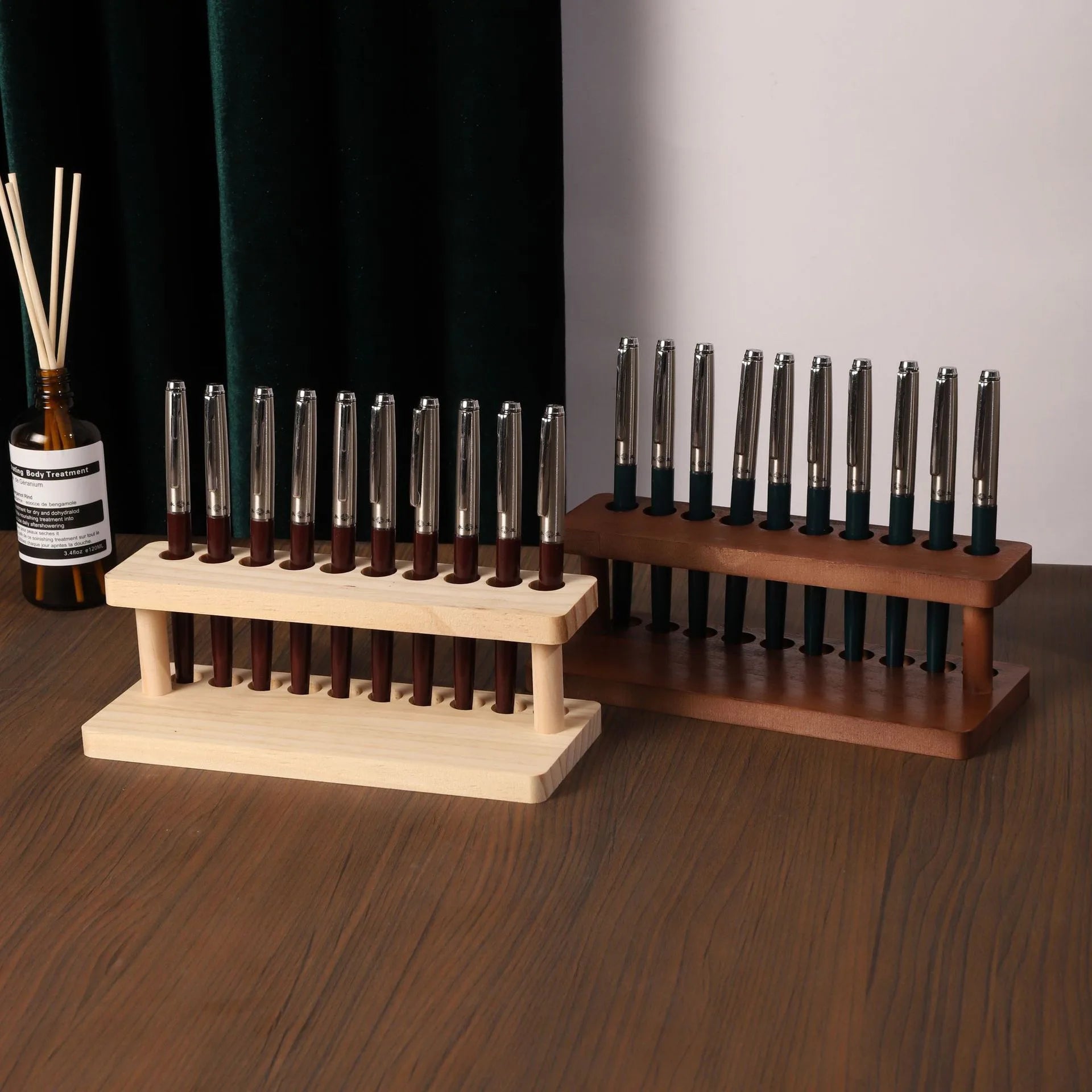PrimeWood - Premium Walnut Multi-Compartment Desk Organizer & Stationery Holder