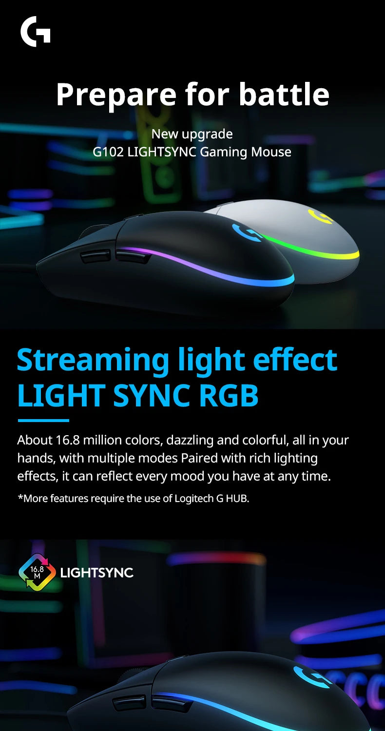 PrimePulse - Logitech G102 Lightsync Gaming Mouse