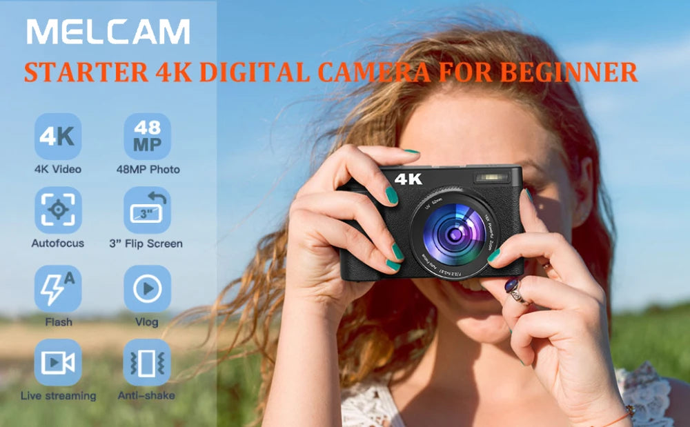 PrimeShot - 4K Digital Vlogging Camera with 180° Flip Screen & Autofocus