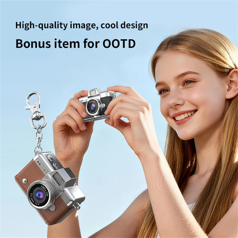 PrimeShot Mini - Retro Keychain Camera with 1.47" Flip Screen & LED Light