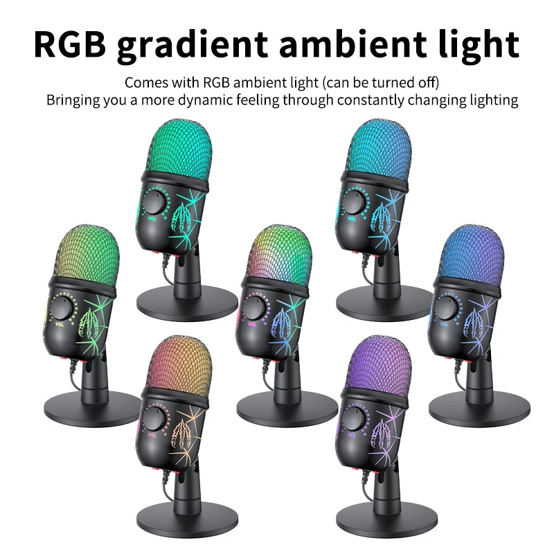 PrimeAudio V5 - Pro USB Gaming Microphone with Dynamic RGB & Noise Cancellation